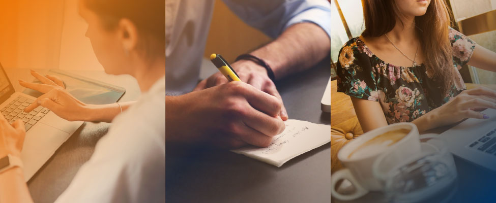 Bildkollage mit arbeitenden Personen